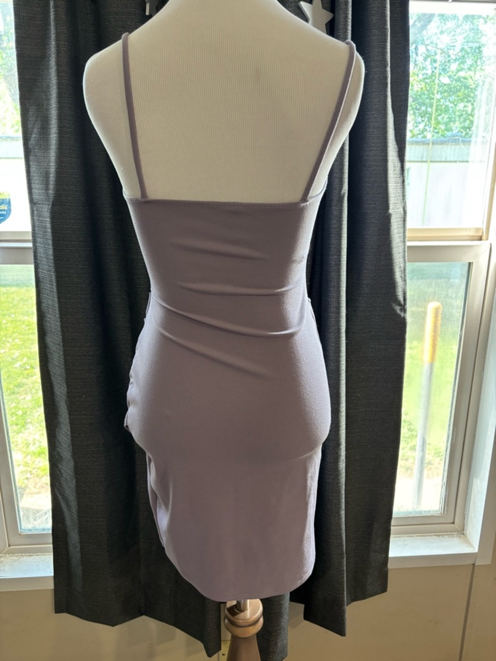 Windsor Lavender Spaghetti-Strap Ruched Mini Dress - Picture 4 of 6